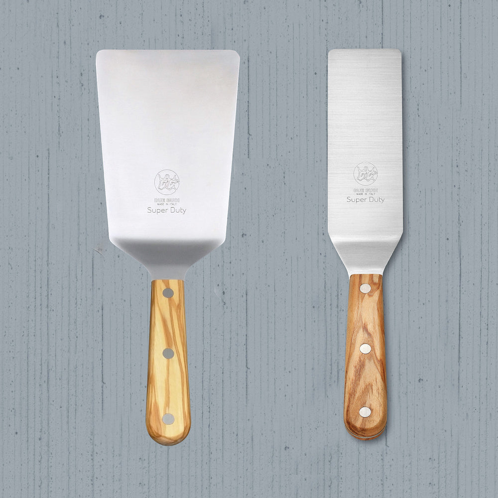 Set 2 Spatulas: Wide Spatula & Small Square Spatula - Olive Wood Handle | Due Buoi